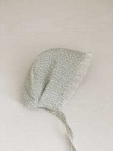 Blue  floral eyelet bonnet