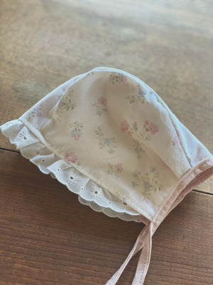 Simply Pink- eyelet baby bonnet