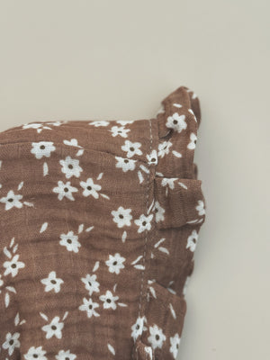 Brown Floral Gauze Bonnet