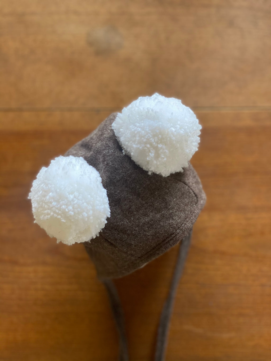 brown wool- Double Pom