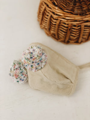 Cream corduroy- Double poms